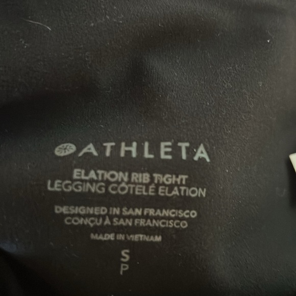 GUC Athleta Black Ribbed Elation Tight Size Small - Picture 3 of 5